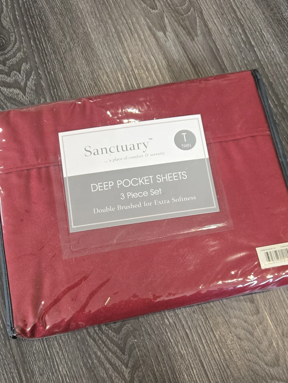 Sanctuary Deep Pocket Sheet Set - Burgundy Twin (3-Piece)